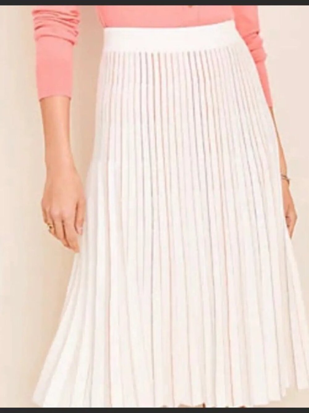 Sparkling Vertical pleats comfortable banded waist midi skirt size M